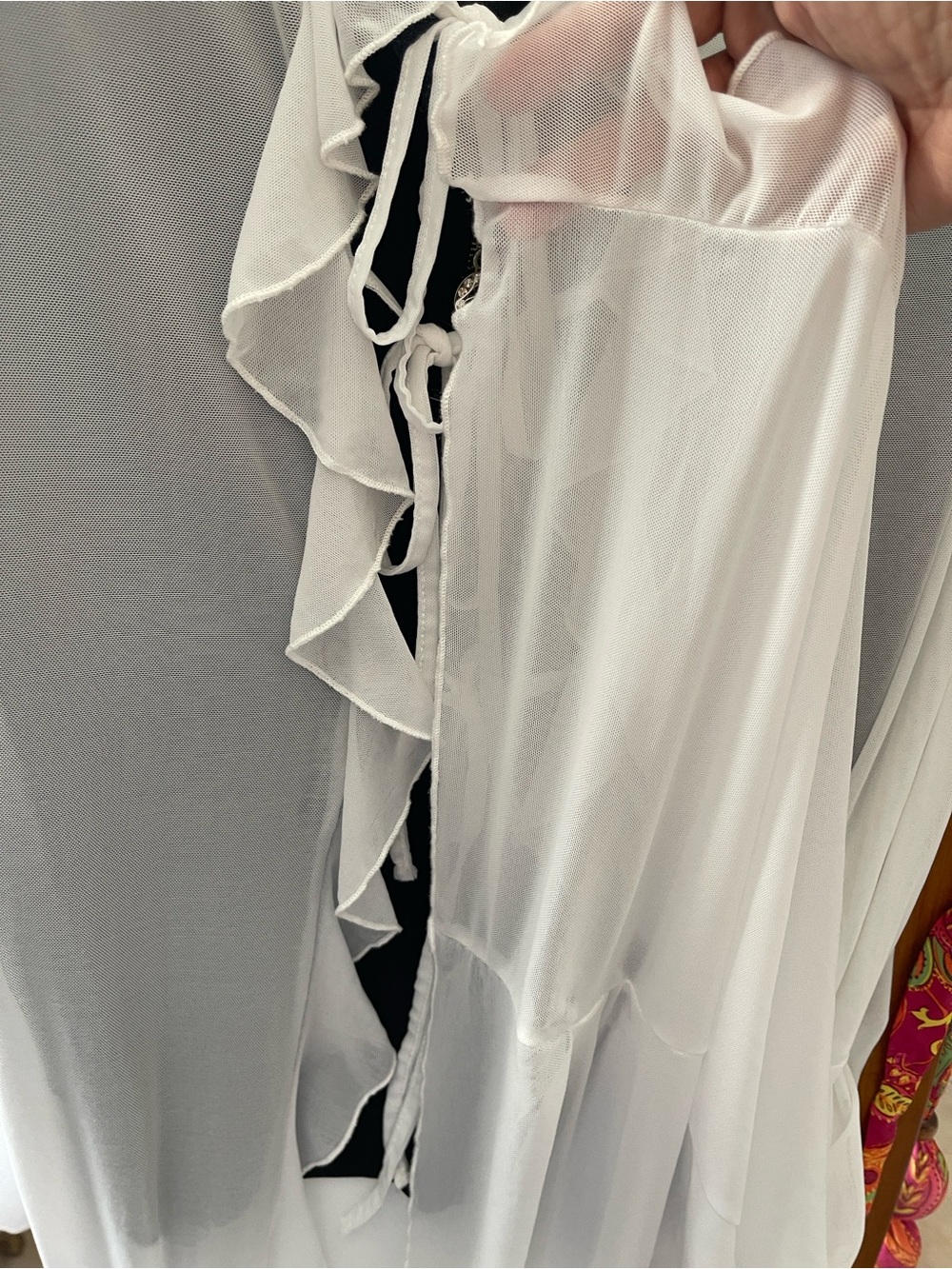 White Sheer Ruffle-Trim Women's Cover-Up